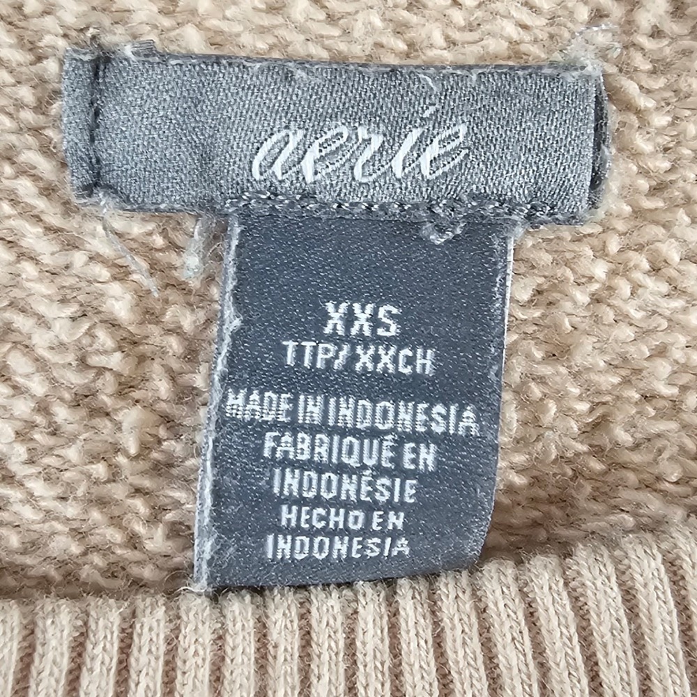 Aerie Tan Oversized Raglan Crewneck Sweatshirt Raw Hem XXS Baggy Cozy - Picture 3 of 7